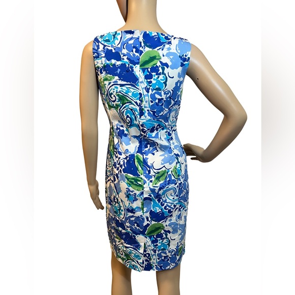 Chaps Est 1978 Size 8P  EUC Blue White Green Sleeveless Floral Mini Dress (0441) - Picture 4 of 8